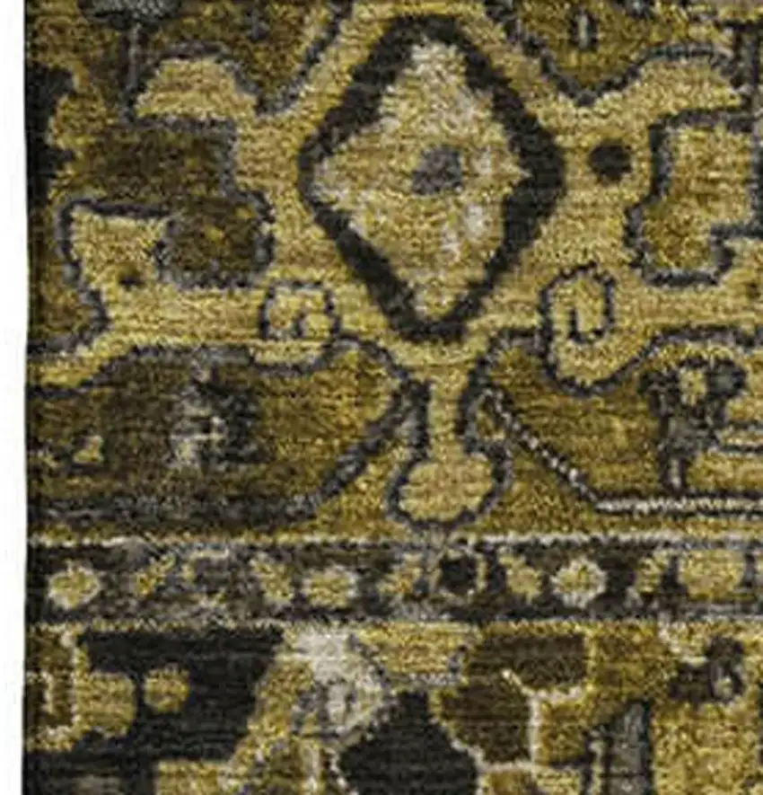 Brown Gray And Ivory Oriental Washable Area Rug With UV Protection Photo 3