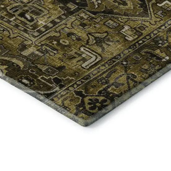 Brown Gray And Ivory Oriental Washable Area Rug With UV Protection Photo 8