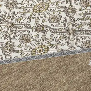 Photo of Brown Gray And Ivory Oriental Washable Indoor Outdoor Area Rug