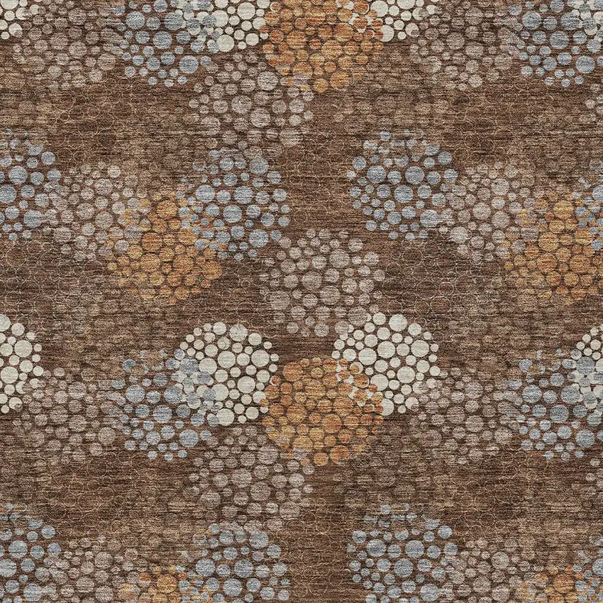 Brown Gray And Ivory Polka Dot Washable Indoor Outdoor Area Rug Photo 6