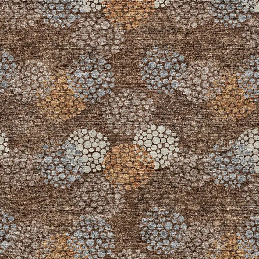 Brown Gray And Ivory Polka Dot Washable Indoor Outdoor Area Rug Photo 6