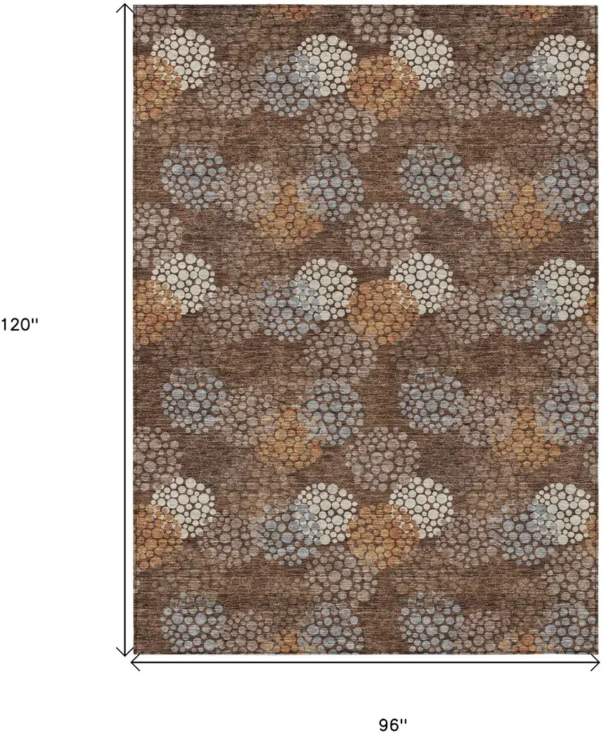 Brown Gray And Ivory Polka Dot Washable Indoor Outdoor Area Rug Photo 3