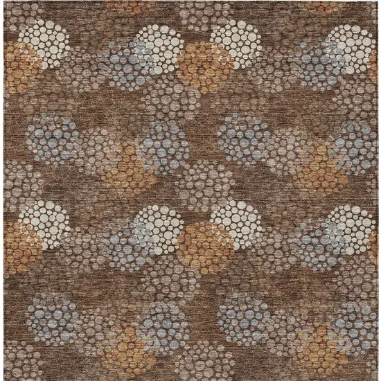 Brown Gray And Ivory Polka Dot Washable Indoor Outdoor Area Rug Photo 8