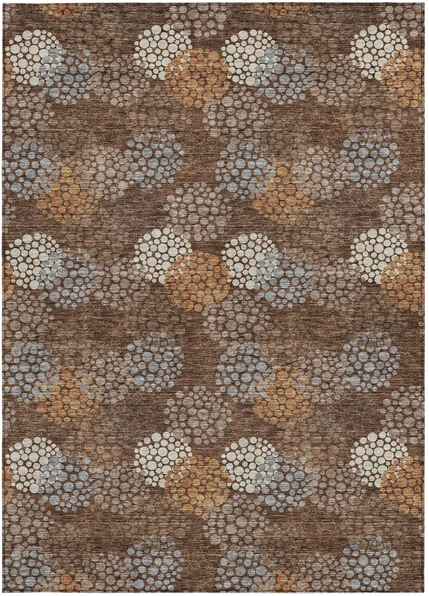 Brown Gray And Ivory Polka Dot Washable Indoor Outdoor Area Rug Photo 8