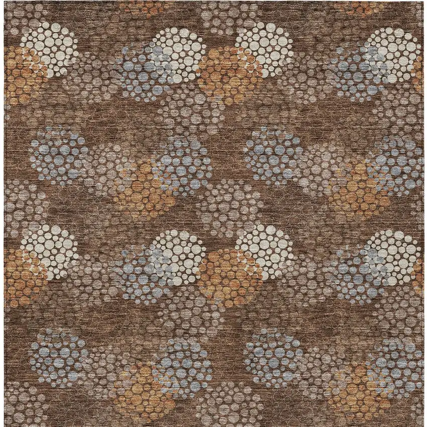 Brown Gray And Ivory Polka Dot Washable Indoor Outdoor Area Rug Photo 7