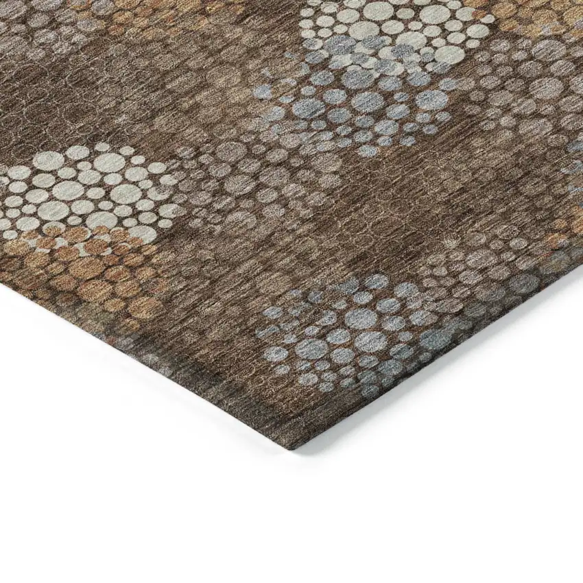 Brown Gray And Ivory Polka Dot Washable Indoor Outdoor Area Rug Photo 5