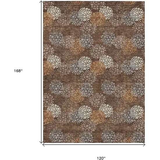 Brown Gray And Ivory Polka Dot Washable Indoor Outdoor Area Rug Photo 3