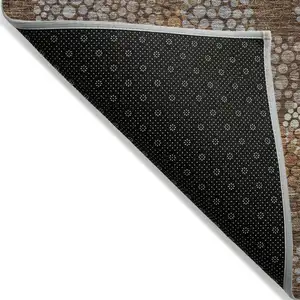 Photo of Brown Gray And Ivory Polka Dot Washable Indoor Outdoor Area Rug