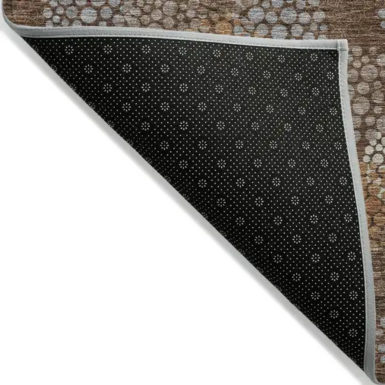 Brown Gray And Ivory Polka Dot Washable Indoor Outdoor Area Rug Photo 4