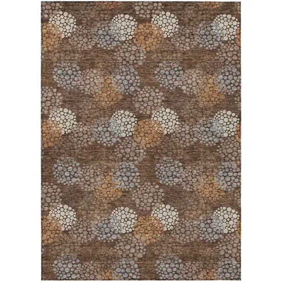 Brown Gray And Ivory Polka Dot Washable Indoor Outdoor Area Rug Photo 2