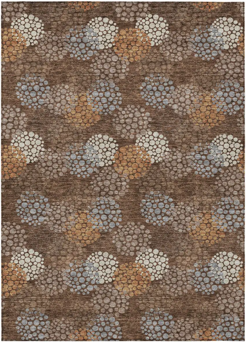Brown Gray And Ivory Polka Dot Washable Indoor Outdoor Area Rug Photo 2