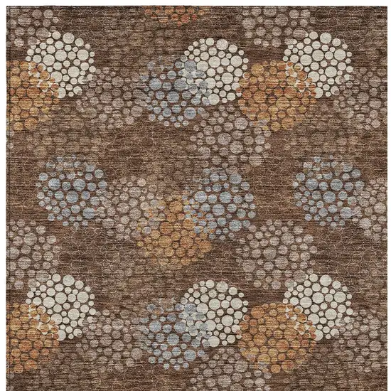 Brown Gray And Ivory Polka Dot Washable Indoor Outdoor Area Rug Photo 6