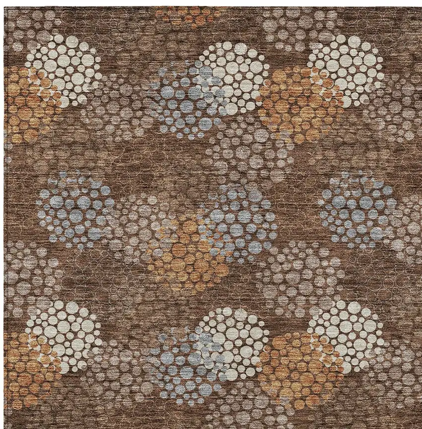 Brown Gray And Ivory Polka Dot Washable Indoor Outdoor Area Rug Photo 6