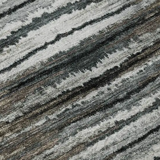 Brown Gray And Ivory Striped Washable Area Rug With UV Protection Photo 3