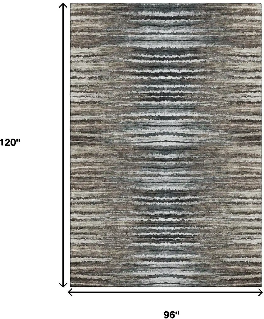 Brown Gray And Ivory Striped Washable Area Rug With UV Protection Photo 7
