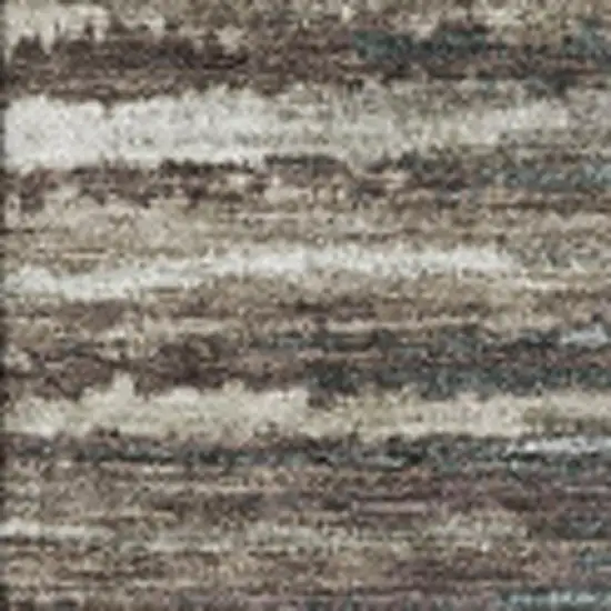 Brown Gray And Ivory Striped Washable Area Rug With UV Protection Photo 3