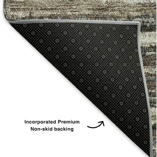 Brown Gray And Ivory Striped Washable Area Rug With UV Protection Photo 9