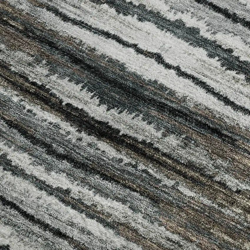 Brown Gray And Ivory Striped Washable Area Rug With UV Protection Photo 8