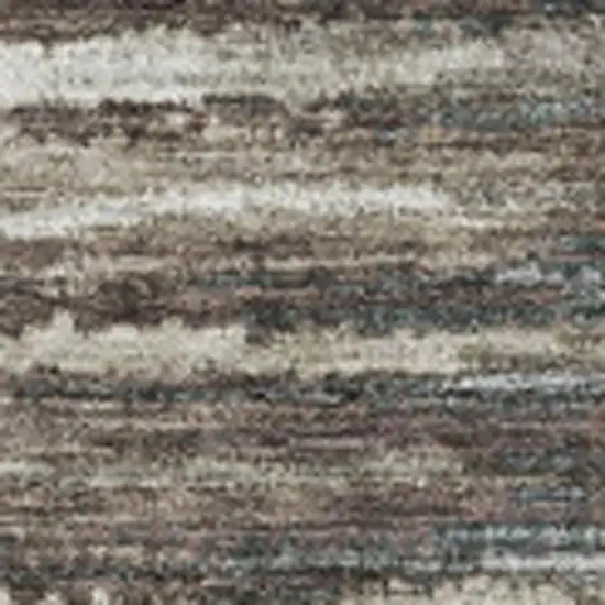 Brown Gray And Ivory Striped Washable Area Rug With UV Protection Photo 3