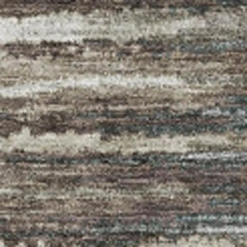 Brown Gray And Ivory Striped Washable Area Rug With UV Protection Photo 3