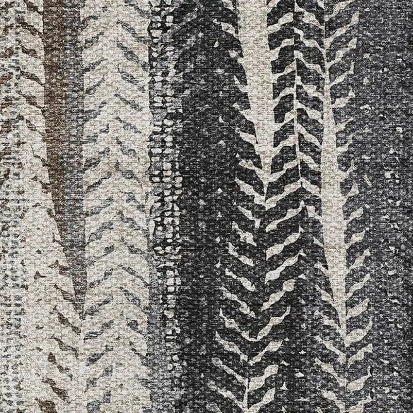 Brown Gray And Ivory Striped Washable Area Rug With UV Protection Photo 4