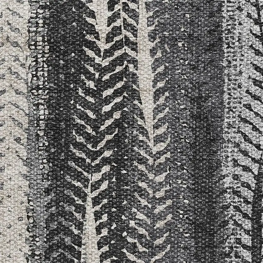 Brown Gray And Ivory Striped Washable Area Rug With UV Protection Photo 3