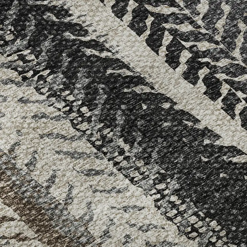 Brown Gray And Ivory Striped Washable Area Rug With UV Protection Photo 9