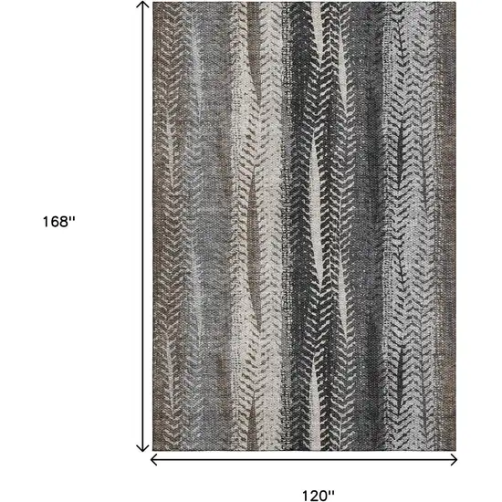 Brown Gray And Ivory Striped Washable Area Rug With UV Protection Photo 3