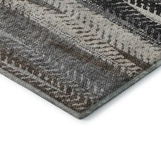 Brown Gray And Ivory Striped Washable Area Rug With UV Protection Photo 7