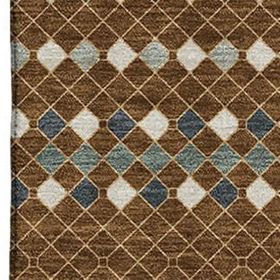 Brown Gray And Ivory Striped Washable Area Rug With UV Protection Photo 2