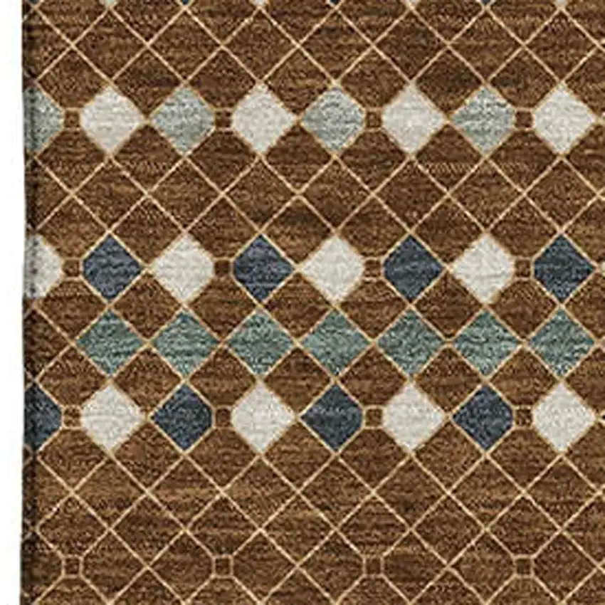 Brown Gray And Ivory Striped Washable Area Rug With UV Protection Photo 2