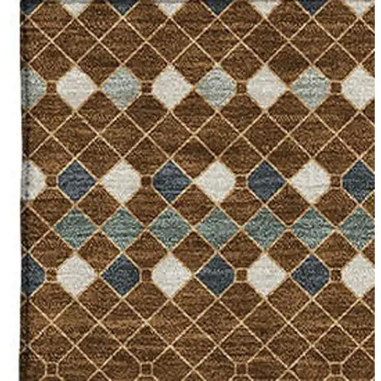 Brown Gray And Ivory Striped Washable Area Rug With UV Protection Photo 2