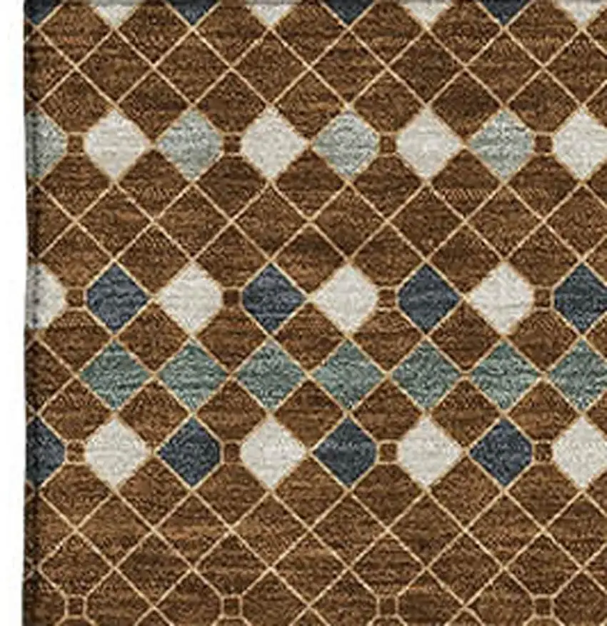 Brown Gray And Ivory Striped Washable Area Rug With UV Protection Photo 2