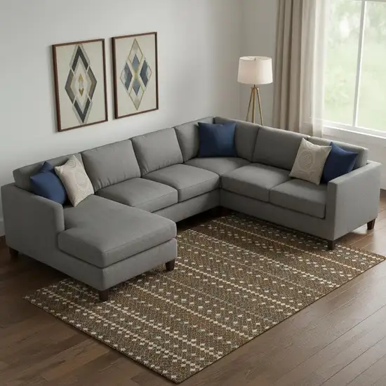 Brown Gray And Ivory Striped Washable Area Rug With UV Protection Photo 2