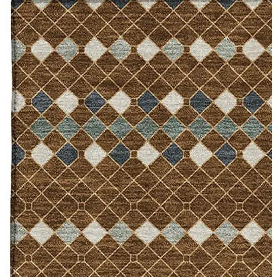 Brown Gray And Ivory Striped Washable Area Rug With UV Protection Photo 3