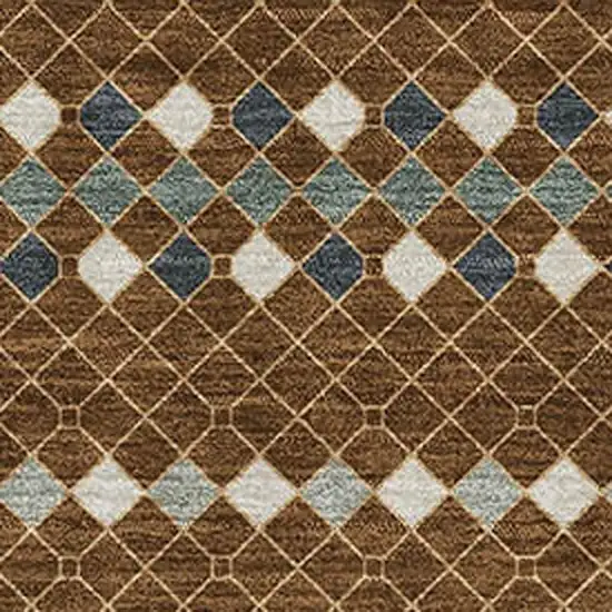 Brown Gray And Ivory Striped Washable Area Rug With UV Protection Photo 2