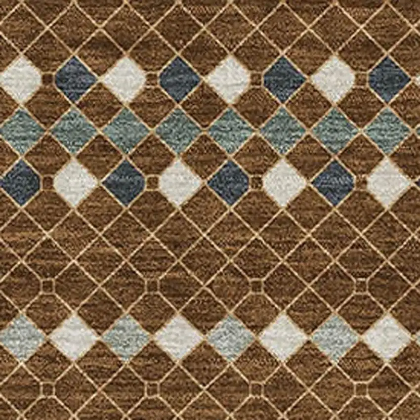 Brown Gray And Ivory Striped Washable Area Rug With UV Protection Photo 2