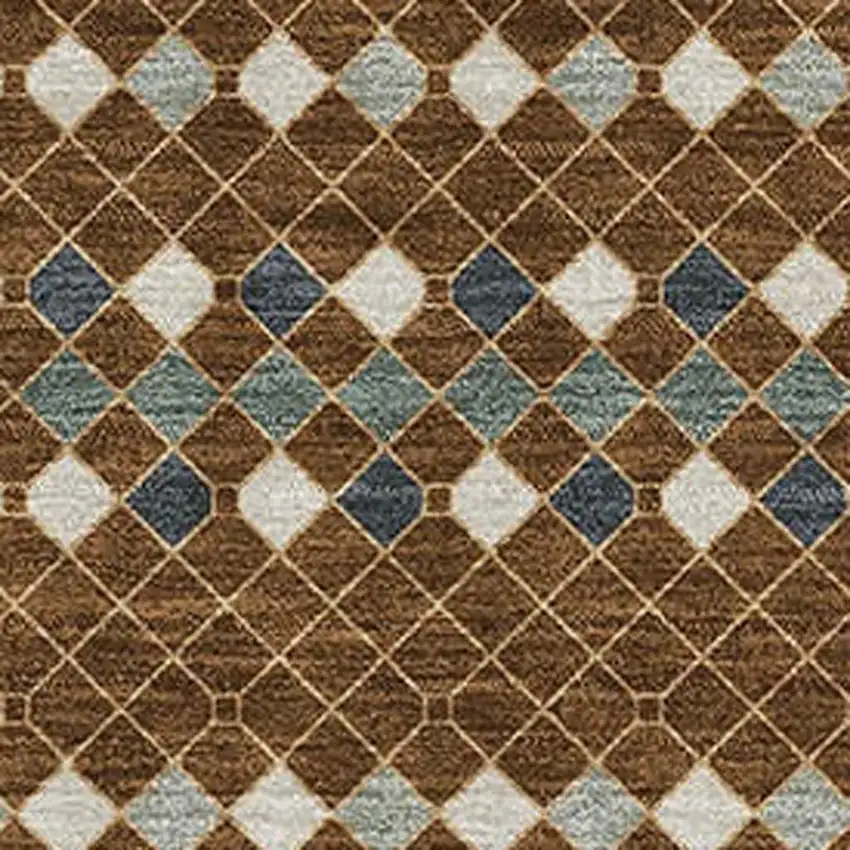 Brown Gray And Ivory Striped Washable Area Rug With UV Protection Photo 2