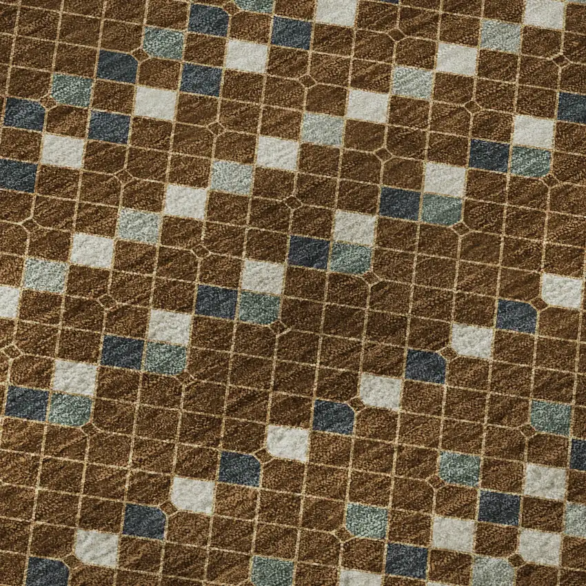 Brown Gray And Ivory Striped Washable Area Rug With UV Protection Photo 9