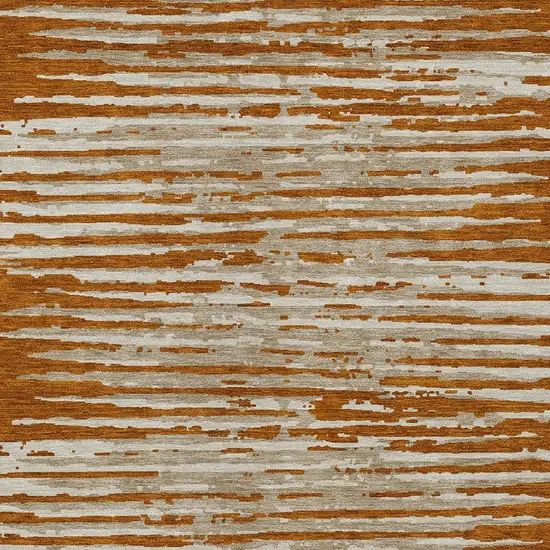 Brown Gray And Ivory Striped Washable Indoor Outdoor Area Rug Photo 6