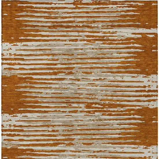 Brown Gray And Ivory Striped Washable Indoor Outdoor Area Rug Photo 7