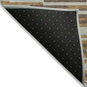 Photo of Brown Gray And Ivory Striped Washable Indoor Outdoor Area Rug
