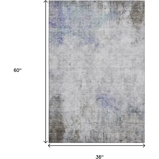 Brown Gray And Purple Abstract Washable Area Rug With UV Protection Photo 3
