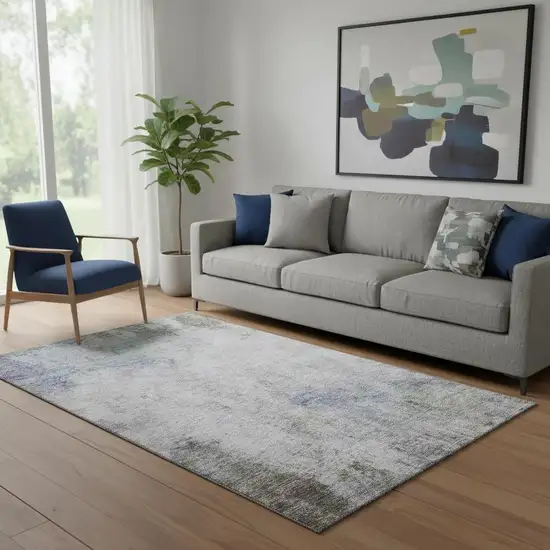 Brown Gray And Purple Abstract Washable Area Rug With UV Protection Photo 2