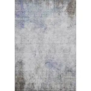 Photo of Brown Gray And Purple Abstract Washable Area Rug With UV Protection