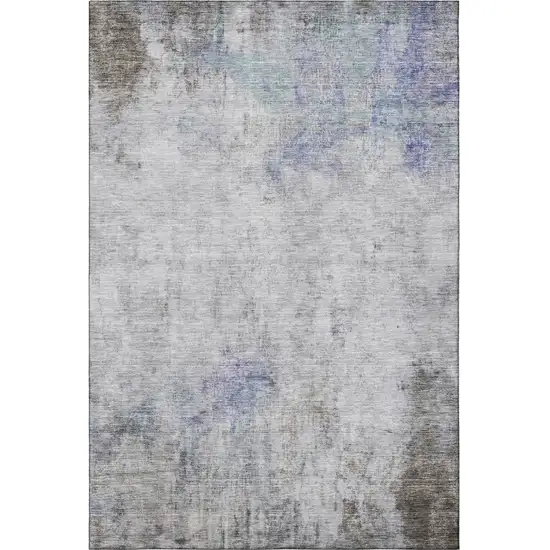 Brown Gray And Purple Abstract Washable Area Rug With UV Protection Photo 3
