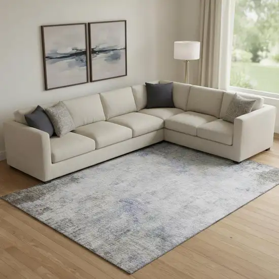 Brown Gray And Purple Abstract Washable Area Rug With UV Protection Photo 2