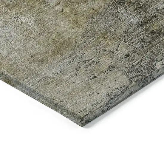 Brown Gray And Silver Abstract Washable Indoor Outdoor Area Rug Photo 5