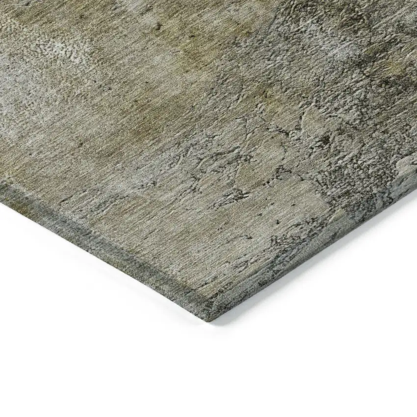 Brown Gray And Silver Abstract Washable Indoor Outdoor Area Rug Photo 5