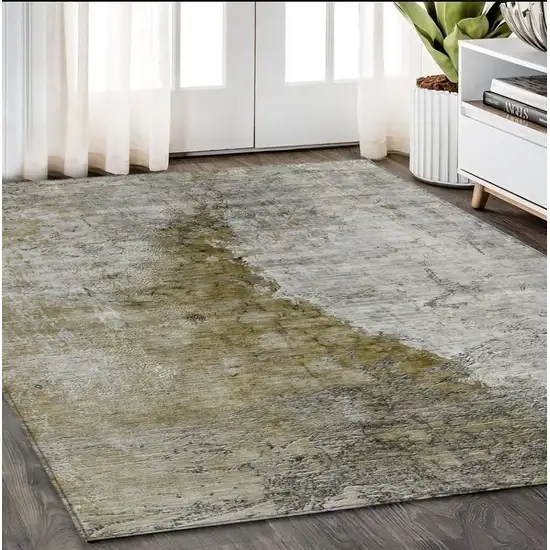 Brown Gray And Silver Abstract Washable Indoor Outdoor Area Rug Photo 8